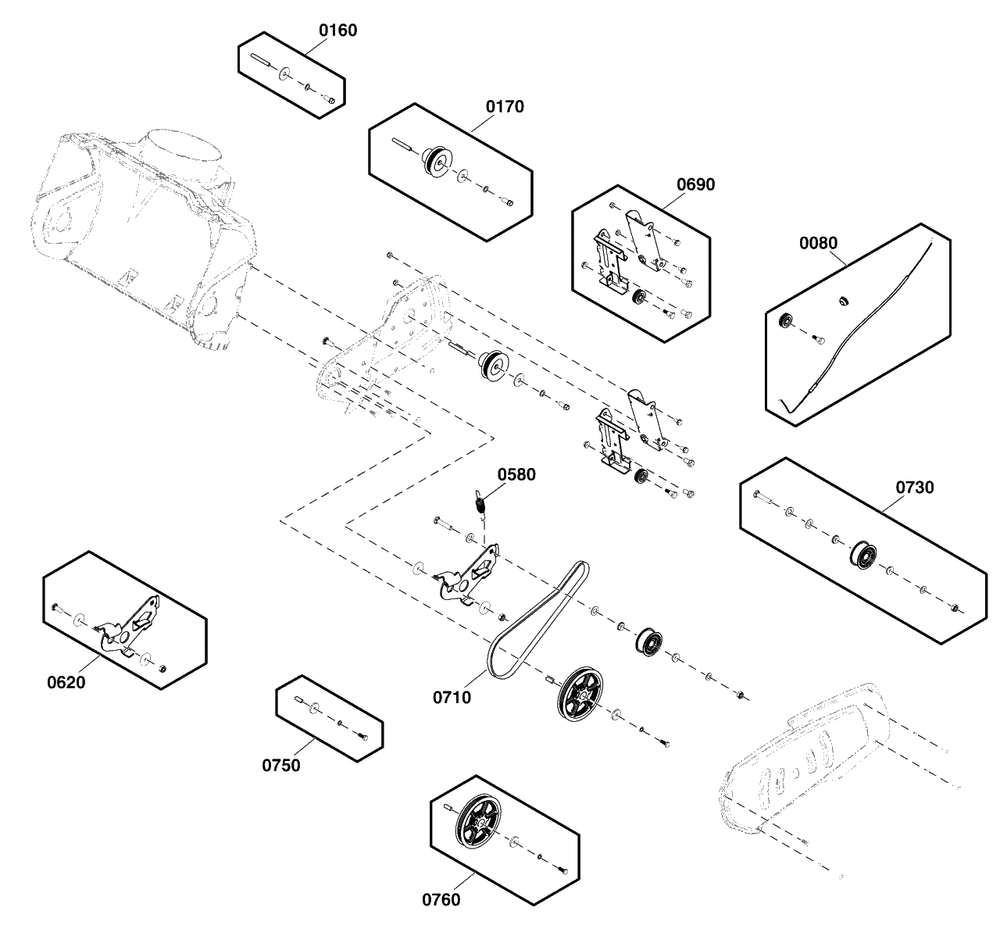 Auger Drive Group Diagram and Parts List for SS18R (1697348-01)(2020) Briggs and Stratton Snow Blower